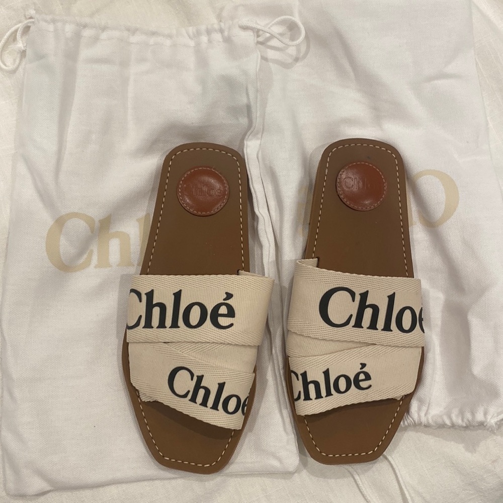 Chloè womens woody logo slide sandals